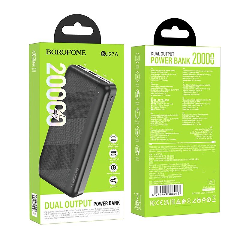 Borofone BJ27A 20000 mAh цена и информация | Atsarginiai maitinimo šaltiniai (power bank) | pigu.lt