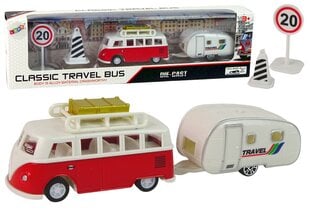 Transporto priemonių rinkinys LeanToys Autobusas su kempingo priekaba kaina ir informacija | Žaislai berniukams | pigu.lt