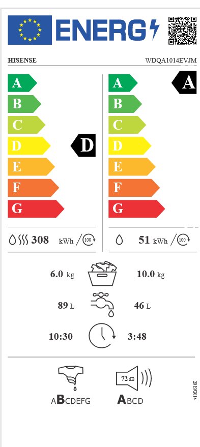 Hisense WDQA1014EVJM kaina ir informacija | Skalbimo mašinos | pigu.lt