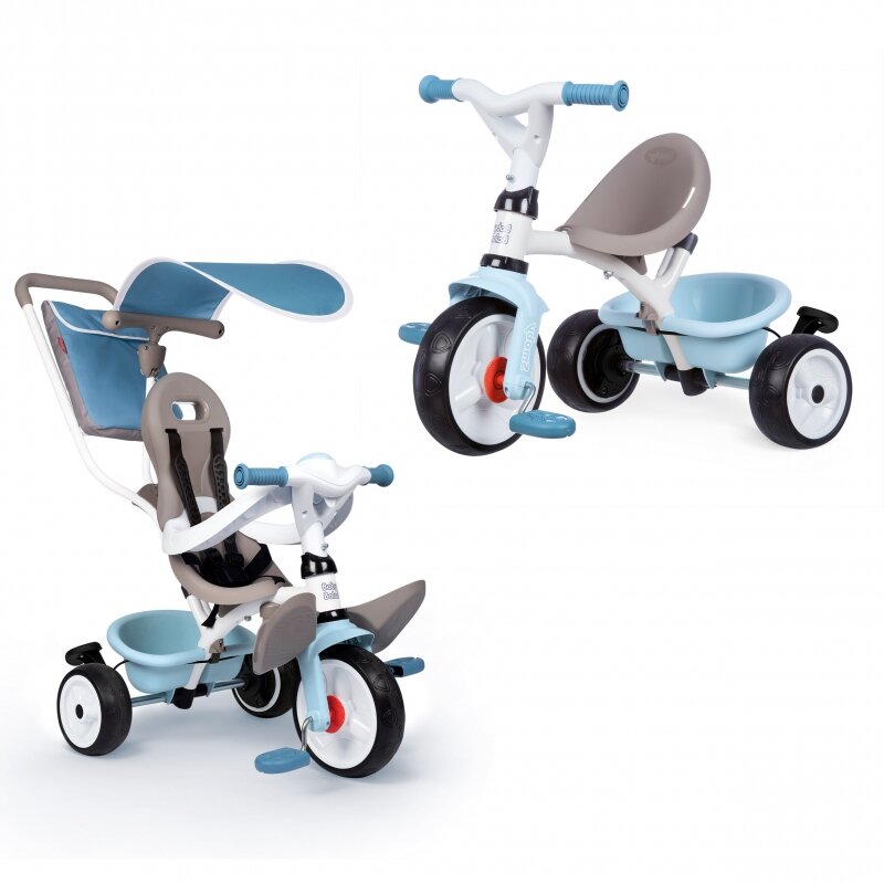 Triratis dviratukas Smoby Baby Balade Plus 3 in 1, mėlynas kaina ir informacija | Triratukai | pigu.lt