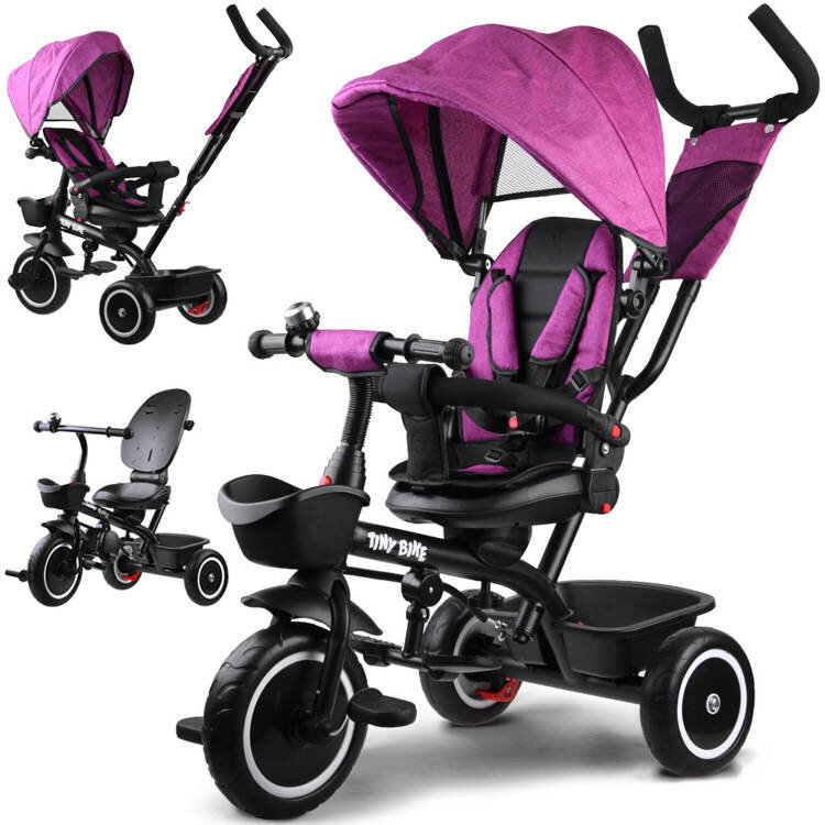 Triratis dviratukas su stogeliu Tiny Bike 3in1, violetinis цена и информация | Triratukai | pigu.lt