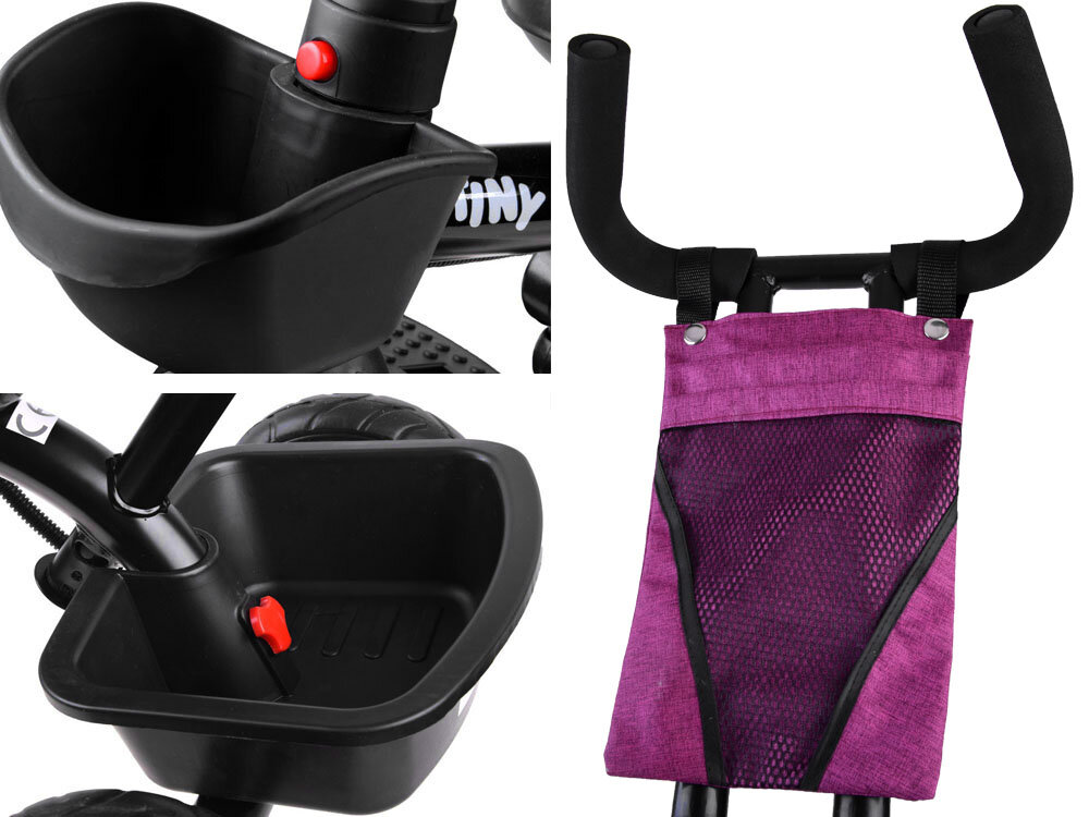 Triratis dviratukas su stogeliu Tiny Bike 3in1, violetinis kaina ir informacija | Triratukai | pigu.lt