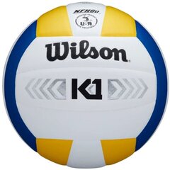 Tinklinio kamuolys Wilson K1 WTH1895B2XB, 5 dydis, baltas/mėlynas kaina ir informacija | Tinklinio kamuoliai | pigu.lt