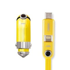 REMAX Car Charger Cutie RCC-211 - USB - 2,4A with 3 in 1 cable Micro USB, Lightning, Type C YELLOW цена и информация | Зарядные устройства для телефонов | pigu.lt