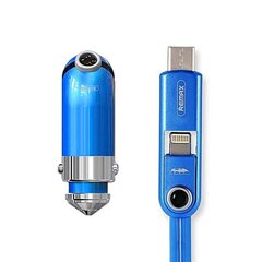 REMAX Car Charger Cutie RCC-211 - USB - 2,4A with 3 in 1 cable Micro USB, Lightning, Type C BLUE цена и информация | Зарядные устройства для телефонов | pigu.lt