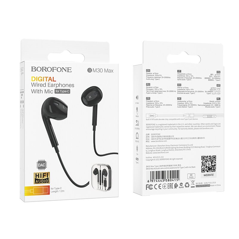 Borofone Earphones BM30 Max Acoustic kaina ir informacija | Ausinės | pigu.lt