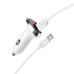 Borofone Car charger BZ15 Auspicious - 2xUSB - 2,4A with USB to Type C cable white цена и информация | Зарядные устройства для телефонов | pigu.lt