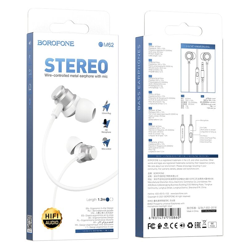 Borofone Earphones BM62 Prosperity kaina ir informacija | Ausinės | pigu.lt