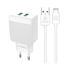 KAKU Wall charger KSC-371 Haoyi - 2xUSB - 12W 2,4A with USB to Lightning cable white цена и информация | Зарядные устройства для телефонов | pigu.lt