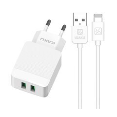 KAKU Wall charger KSC-371 Haoyi - 2xUSB - 12W 2,4A with USB to Lightning cable white цена и информация | Зарядные устройства для телефонов | pigu.lt