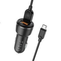 Borofone Car charger BZ17 Core - 2xUSB - QC 3.0 18W with USB to Micro USB cable black цена и информация | Зарядные устройства для телефонов | pigu.lt