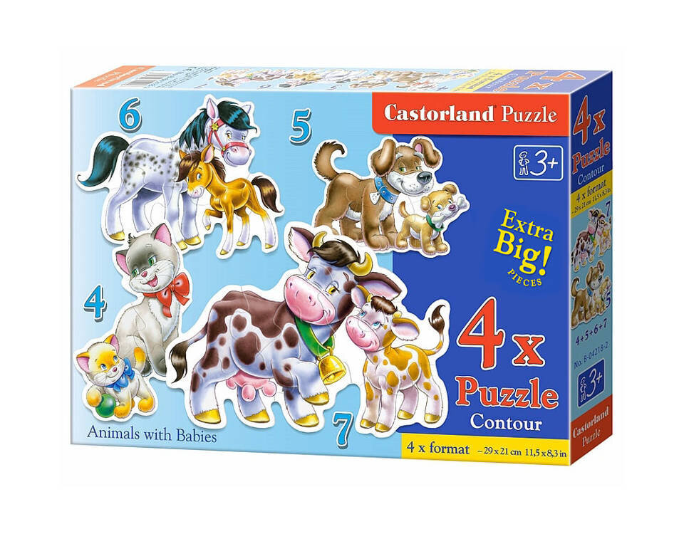 Dėlionės su gyvūnais Castorland 4in1, 22 d. kaina ir informacija | Dėlionės (puzzle) | pigu.lt