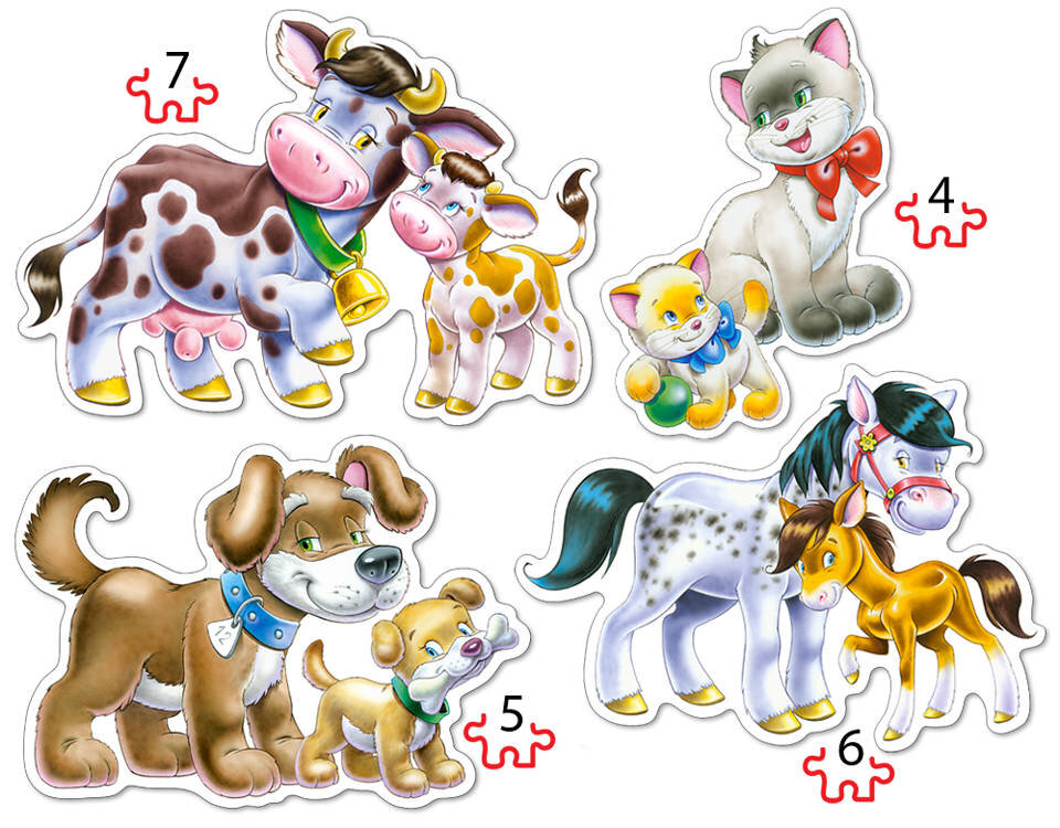 Dėlionės su gyvūnais Castorland 4in1, 22 d. kaina ir informacija | Dėlionės (puzzle) | pigu.lt