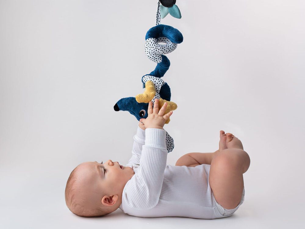 Pliušinis spiralinis barškutis, mėlynas kaina ir informacija | Žaislai kūdikiams | pigu.lt