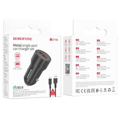 Borofone Car charger BZ19A Wisdom - USB - QC 3.0 18W with USB to Micro USB cable black цена и информация | Зарядные устройства для телефонов | pigu.lt