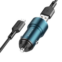 Borofone Car charger BZ19A Wisdom - USB - QC 3.0 18W with USB to Micro USB cable blue цена и информация | Зарядные устройства для телефонов | pigu.lt