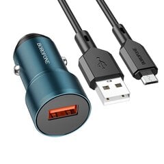 Borofone Car charger BZ19A Wisdom - USB - QC 3.0 18W with USB to Micro USB cable blue цена и информация | Зарядные устройства для телефонов | pigu.lt