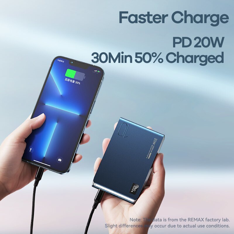 REMAX Kinyin serijos PD20W+QC22.5W greitojo įkrovimo išorinė baterija - Power bank 10000mAh RPP-178, mėlyna kaina ir informacija | Atsarginiai maitinimo šaltiniai (power bank) | pigu.lt