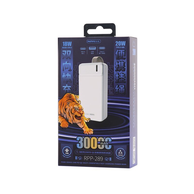 Remax RPP-289 Pure 30000 mAh цена и информация | Atsarginiai maitinimo šaltiniai (power bank) | pigu.lt