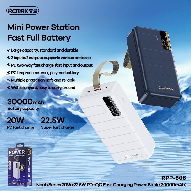 Remax RPP-506 Noah 30000 mAh цена и информация | Atsarginiai maitinimo šaltiniai (power bank) | pigu.lt