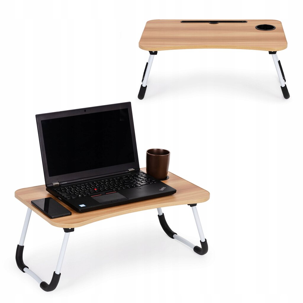 Nešiojamojo kompiuterio staliukas ModernHome, rudas kaina ir informacija | Kompiuteriniai, rašomieji stalai | pigu.lt