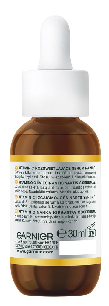 Naktinis veido serumas Garnier Vitamin C, 30 ml kaina ir informacija | Veido aliejai, serumai | pigu.lt