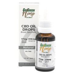 CBD aliejus GoGreen Hemp, 30 ml, 510 mg, natūralus kaina ir informacija | Eteriniai, kosmetiniai aliejai, hidrolatai | pigu.lt