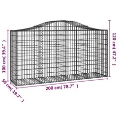 vidaXL Išlenkti gabiono krepšiai, 13vnt., 200x50x100/120cm, geležis kaina ir informacija | Tvoros ir jų priedai | pigu.lt