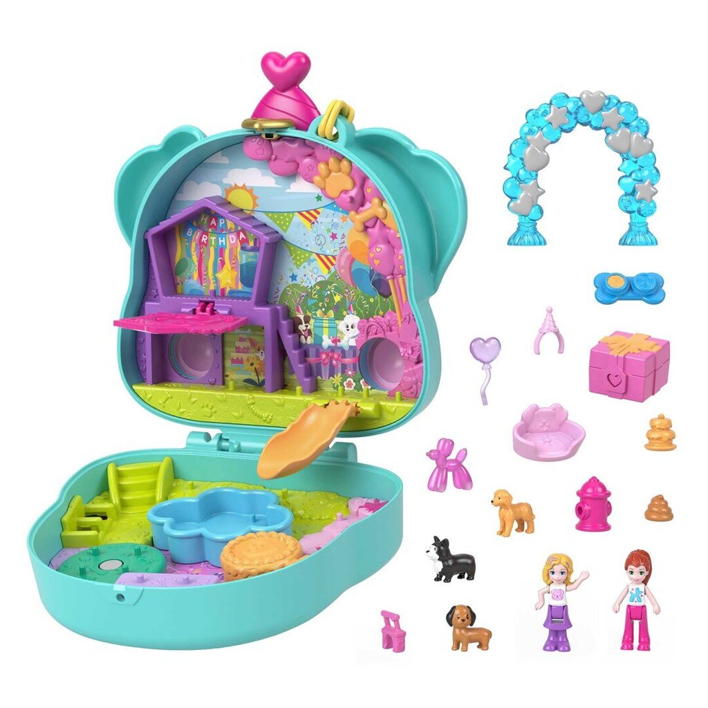 Kompaktiškas žaidimų rinkinys Polly Pocket Doggy Birthday Bash HKV30 Native kaina ir informacija | Žaislai mergaitėms | pigu.lt