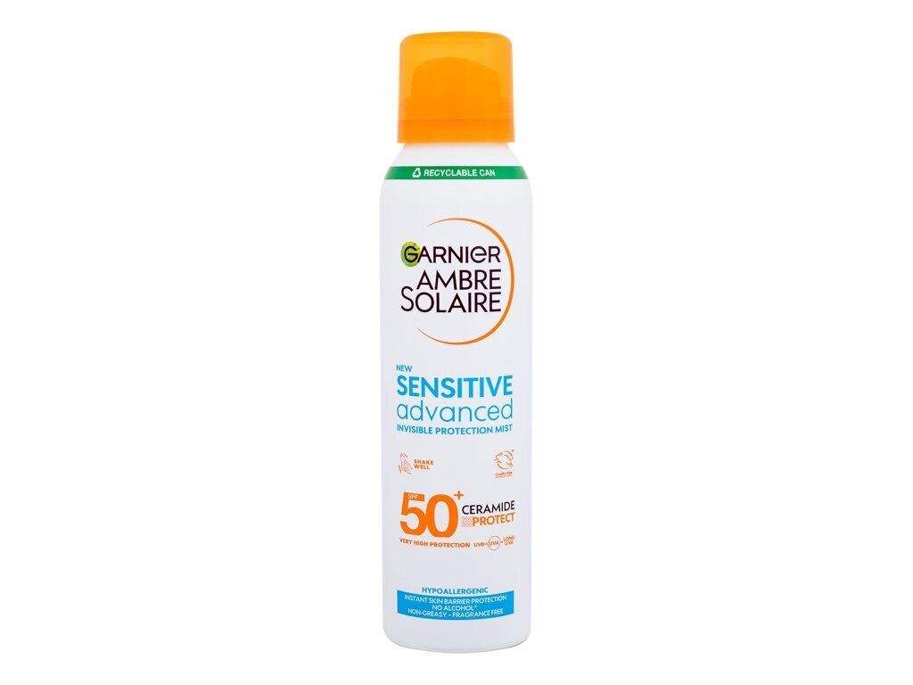 Apsauginis purškalas nuo saulės Garnier Ambre Solaire Sensitive Advanced Dry Touch SPF50, 150 ml kaina ir informacija | Kremai nuo saulės | pigu.lt