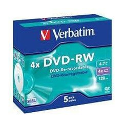 DVD-RW Verbatim Разноцветный 5 штук 4x 4,7 GB цена и информация | Виниловые пластинки, CD, DVD | pigu.lt