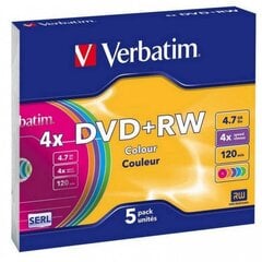 DVD-RW Verbatim Разноцветный 5 штук 4x 4,7 GB цена и информация | Виниловые пластинки, CD, DVD | pigu.lt