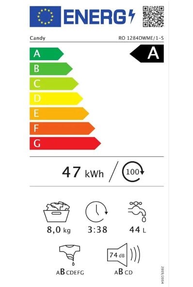 Candy RO 1284DWMCT/1-S kaina ir informacija | Skalbimo mašinos | pigu.lt