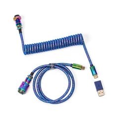 Keychron Premium Coiled Aviator Cable Rainbow Plated Blue kaina ir informacija | Klaviatūros | pigu.lt