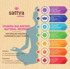 Smilkalų lazdelių rinkinys Chakra Box, Sattva Ayurveda, 49 vnt. kaina ir informacija | Namų kvapai | pigu.lt