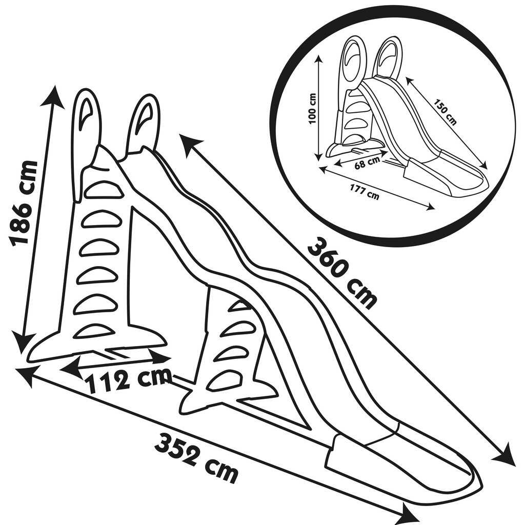 Lauko čiuožykla Smoby Slide Megagliss Large 2in1, 360 cm цена и информация | Čiuožyklos, laipiojimo kopetėlės | pigu.lt