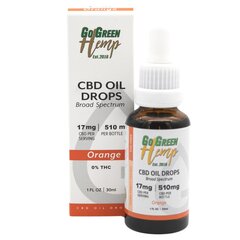 CBD aliejus GoGreen Hemp, 30 ml, 510 mg, apelsininis kaina ir informacija | Eteriniai, kosmetiniai aliejai, hidrolatai | pigu.lt