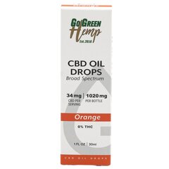 CBD aliejus GoGreen Hemp, apelsininis, 30 ml, 1020 mg kaina ir informacija | Eteriniai, kosmetiniai aliejai, hidrolatai | pigu.lt