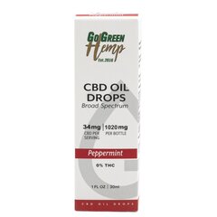 CBD aliejus GoGreen Hemp, 30 ml, 1020 mg, pipirmėčių kaina ir informacija | Eteriniai, kosmetiniai aliejai, hidrolatai | pigu.lt