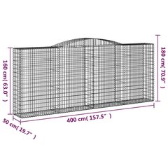 Gabiono krepšiai vidaXL 400x50x160/180 cm цена и информация | Заборы и принадлежности к ним | pigu.lt