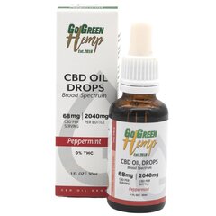 CBD aliejus GoGreen Hemp, 30 ml, 2040 mg, pipirmėčių kaina ir informacija | Eteriniai, kosmetiniai aliejai, hidrolatai | pigu.lt