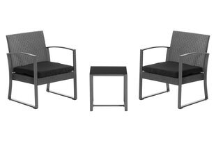 3-jų dalių lauko baldų komplektas 4Living Bern, juodas/pilkas kaina ir informacija | Lauko baldų komplektai | pigu.lt