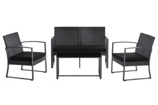 4-ių dalių lauko baldų komplektas 4Living Bern, juodas/pilkas kaina ir informacija | Lauko baldų komplektai | pigu.lt