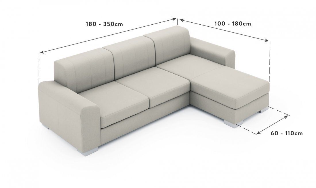 Hyperelastic užvalkalas sofai su kairiuoju otomanu 180 - 350 cm цена и информация | Baldų užvalkalai | pigu.lt
