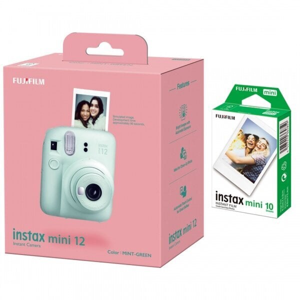 Fujifilm Instax Mini 12, Mint Green + Instax Mini (10 vnt.) kaina ir informacija | Momentiniai fotoaparatai | pigu.lt
