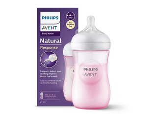 Buteliukas Philips Avent Natural Response, rožinis, 1 mėn+, 260 ml kaina ir informacija | Philips Avent Vaikams ir kūdikiams | pigu.lt