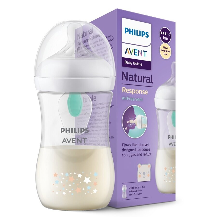 Buteliukas Philips Avent Responsive Natural Fresh Bablet Bear, 1 mėn+, 260ml цена и информация | Buteliukai kūdikiams ir jų priedai | pigu.lt