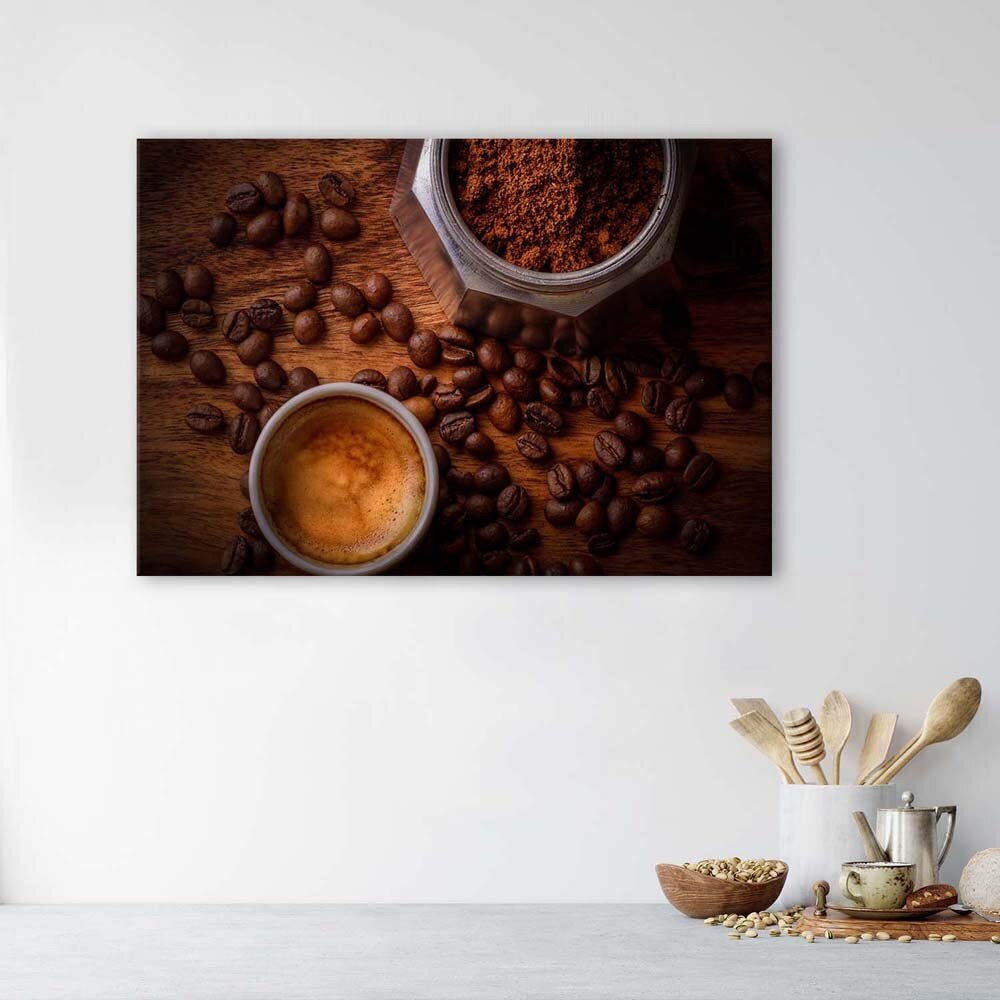 Paveikslas Puodelis kavos ir grūdų kaina ir informacija | Reprodukcijos, paveikslai | pigu.lt