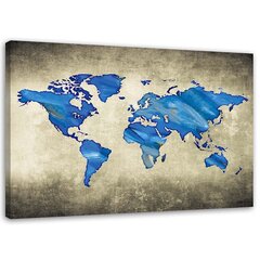Печать холста, карта синего мира 59,99 цена и информация | Репродукции, картины | pigu.lt