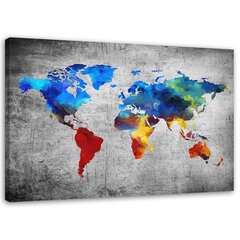 Paveikslas Dažytas pasaulio žemėlapis kaina ir informacija | Reprodukcijos, paveikslai | pigu.lt